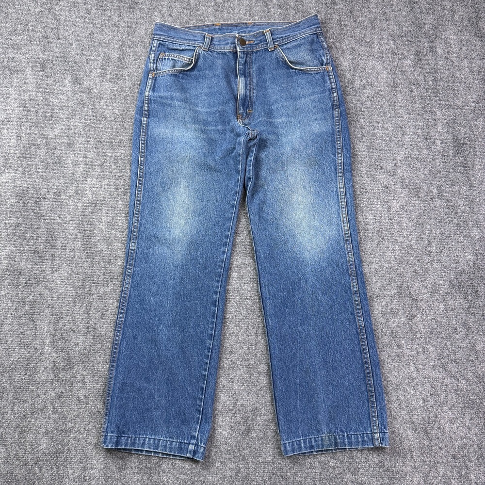 Vintage Power Blues Men's Straight Leg Jeans 33x34 Hemmed 27" Medium Wash 8015